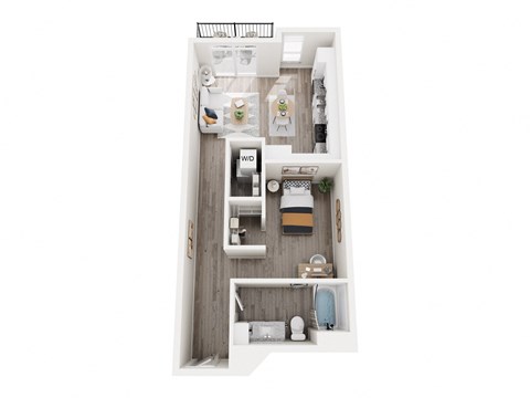Floor plan for studio, 1 bath, 684 sqft